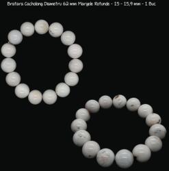  Bratara Cacholong Diametru 62 mm Margele Rotunde - 15 - 15, 9 mm - 1 Buc