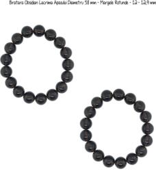  Bratara Obsidian Lacrima Apasului Diametru 58 mm - Margele Rotunde - 12 - 12, 9 mm