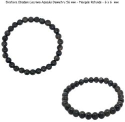  Bratara Obsidian Lacrima Apasului Diametru 56 mm - Margele Rotunde - 6 x 6 mm