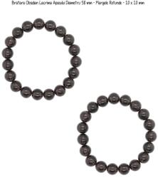  Bratara Obsidian Lacrima Apasului Diametru 58 mm - Margele Rotunde - 10 x 10 mm