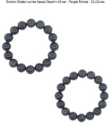  Bratara Obsidian Lacrima Apasului Diametru 60 mm - Margele Rotunde - 12 x12 mm