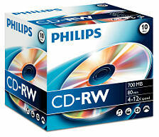 Philips CD-RW 700MB-80min Jewelcase, 4-10x, (CW7D2NJ10/00)