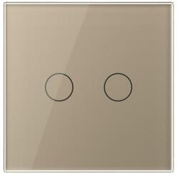 LIVOLO Intrerupator dublu wireless cu touch Livolo din sticla (Auriu) (VL-FC2R-2G-2I)