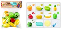 Fructe pretaiate realizate din plastic, tocator, cutit si alte accesorii de jucarie, 12 piese (NBN00NB901-6)