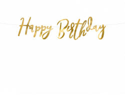 PartyDeco S. r. o Banner, Happy birthday, arany, 16.5 cm x 62cm