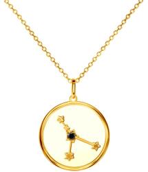 SAVICKI Colier semn zodiacal Rac din argint placat cu aur cu diamant negru 0.04 ct 48 cm