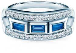 SAVICKI Inel de logodnă SAVICKI: aur alb, safir albastru, diamante - savicki - 15 821,00 RON