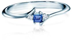 SAVICKI Inel de logodnă SAVICKI: aur alb, safir albastru, diamante - savicki - 3 843,00 RON
