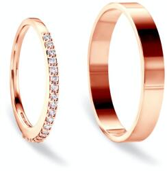 SAVICKI Verighete Share Your Love: aur roz, safir alb, plate, 1, 4 mm și 3 mm