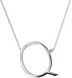 SAVICKI Colier literă Q din argint cu safir alb 0.05 ct 45 cm