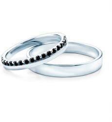 SAVICKI Verighete Dream: aur alb, diamante negre, plate, 3 mm