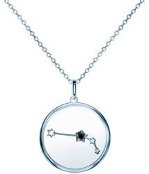 SAVICKI Colier semn zodiacal Berbec din argint cu diamant negru 0.04 ct 48 cm