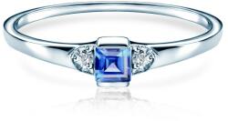 SAVICKI Inel de logodnă SAVICKI: aur alb, safir albastru, diamante - savicki - 5 180,00 RON