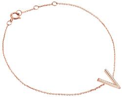 SAVICKI Brățară Celebrity litera V aur roz 585 cu diamant alb 0.05 ct 18 cm