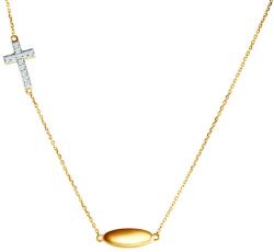 SAVICKI Colier cruciuliță din aur 585 cu diamante albe 0.05 ct 42 cm