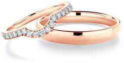 SAVICKI Verighete This is Love: aur roz, diamante, semicirculare, 2 mm și 3 mm