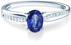 SAVICKI Inel de logodnă SAVICKI: aur alb, safir albastru, diamante - savicki - 7 280,00 RON