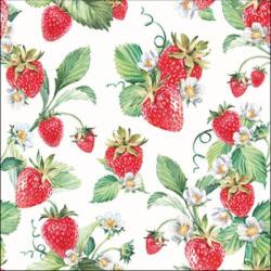 Ambiente Garden Strawberries papírszalvéta 33x33cm, 20db-os - szep-otthon