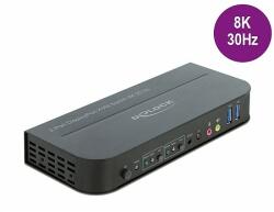 Delock DisplayPort 1.4 KVM switch 8K 30 Hz USB 3.0-vel és audióval (11482)
