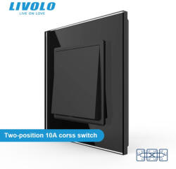 LIVOLO Intrerupator mecanic simplu cruce 2M, cu rama sticla Livolo (VL-FCMM10A-2BP-P7E)