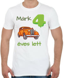 printfashion Narancssárga kocsi - Névvel, számmal - Férfi póló - Fehér (6240204)