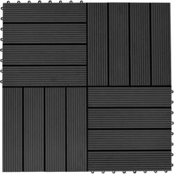 vidaXL Plăci de pardoseală 11 buc, negru, 30 x 30 cm , WPC, 1 mp (45023)