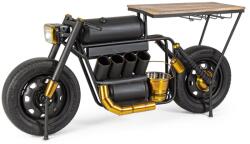 Bizzotto Consola tip Bar model Motocicleta din fier negru si lemn natur 183 cm x 44 cm x 86 h (0745899)
