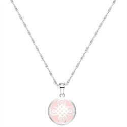 Ekszer Eshop 925 ezüst nyaklánc - kör alakú medál, kelta motívum, rózsaszín háttér