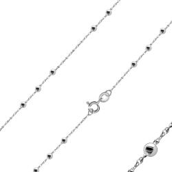 Ekszer Eshop 925 Ezüst nyaklánc - gyöngyök, kettős láncszemek, rugós gyűrűzár