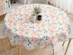 Goldea dekoratív asztalterítő loneta - színes levél mintás - kör alakú Ø 130 cm