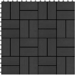 vidaXL Plăci de pardoseală 11 buc, negru, 30 x 30 cm, WPC, 1 mp (45031)