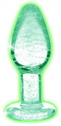 Booty Sparks Glow in the Dark M - üveg anál plug (átlátszó) - erotikashow