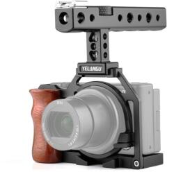  YELANGU C20-B Camera Cage Sony ZV-1 kamerához fa markolattal, felső fém fogantyúval (DCA1229)