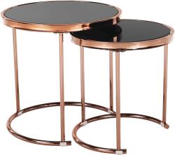 TEMPO KONDELA 1 darabos dohányzóasztal készlet, rose gold króm rózsaszín/fekete, MORINO