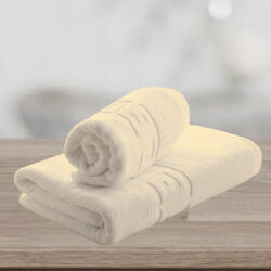 Ralex Pucioasa Set 2 prosoape baie 70x140 cm si 50x90 cm Bumbac 100%, Greek Border 500 grame/mp, Crem Prosop