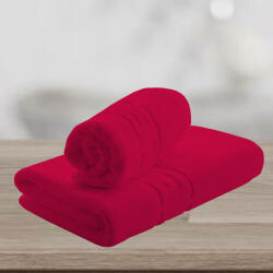 Ralex Pucioasa Set 2 prosoape baie 70x140 cm si 50x90 cm Bumbac 100%, Greek Border 500 grame/mp, Rosu Prosop