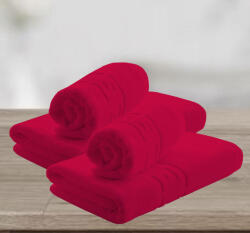 Ralex Pucioasa Set 4 prosoape baie 70x140 cm si 50x90 cm Bumbac 100%, Greek Border 500 grame/mp, Rosu Prosop