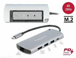 Delock USB Type-C dokkoló állomás M. 2 nyílással - 4K HDMI / USB / LAN / PD 3.0 (87767)