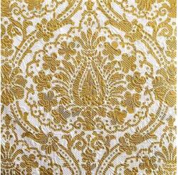 AMBIENTE Szalvéta 33x33cm 20db/csomag Elegance Jaipur White/Gold, Elegáns fehér/arany (AMB.13307383)