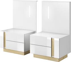 Mobikon Set 2 noptiere alb stejar grandson lucios alb City 60x46x105 cm (0000264433)