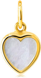 Ekszer Eshop 9K kétoldalú arany medál - gyöngyházból készült szív motívum vékony, sima keretben