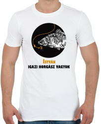 printfashion Igazi horgász vagyok - Névvel - Férfi póló - Fehér (6284941)