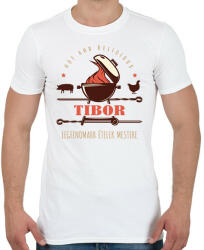 printfashion Legfinomabb ételek mestere - Névvel - Férfi póló - Fehér (6291815)
