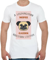 printfashion A legnagyobb gazdi - Mopsz - hónappal - Férfi póló - Fehér (6299296)