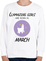 printfashion Llamazing girls are born is march - Gyerek pulóver - Fehér (6234553)