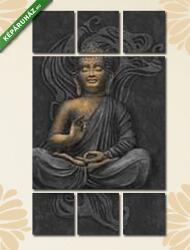  Többrészes Vászonkép, Premium Kollekció: Buddha alak lótusz ülésben(135x80 cm, W01)