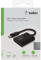 Belkin Cablu Date RockStar Connect USB-C Audio + Charge adapter black (F7U081BTBLK)