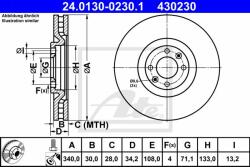 ATE Disc frana ATE 24.0130-0230.1 - automobilus