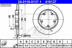 ATE Disc frana ATE 24.0116-0137.1 (24.0116-0137.1) - automobilus
