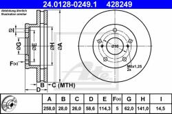 ATE Disc frana ATE 24.0128-0249.1 (24.0128-0249.1) - automobilus